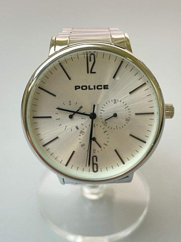 【中古品】【メンズ】 POLICE ポリス 15301J クロノグラフ アナログ クオーツ腕時計 198-260222-kk-42-min カラー：シルバー 万代Net店