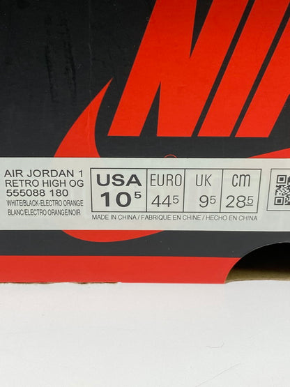 【中古美品】【メンズ】 NIKE ナイキ AIR JORDAN 1 RETRO HIGH OG 555088-180 エアージョーダン1 ハイ スニーカー 靴 160-250424-jt-08-min サイズ：US 10.5 28.5cm カラー： WHITE/BLACK-ELECTRO ORANGE 万代Net店