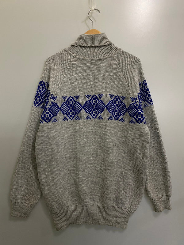 【中古品】【メンズ】  DRAPELUL ROMANIA 80S KNIT SWEATER ノルディック柄 タートルネックニットセーター トップス 146-240302-ks-17-min サイズ：52 カラー：グレー 万代Net店