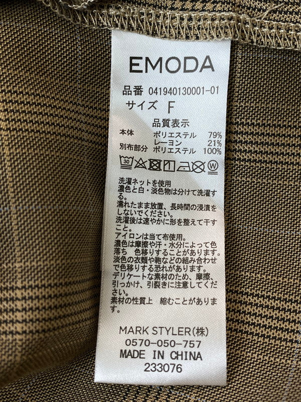 【中古品】【レディース】 EMODA エモダ 041940130001 2019MODEL テーラードジャケット ライトアウター 169-241122-ks-09-min サイズ：F カラー：ブラウン系/チェック柄 万代Net店