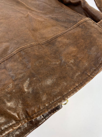 【中古品】【レディース】 LEATHER JACKET 1811402401 18年モデル ダブルライダースレザージャケット アウター 169-260509-yn-04-min サイズ：120 カラー：ブラウン 万代Net店