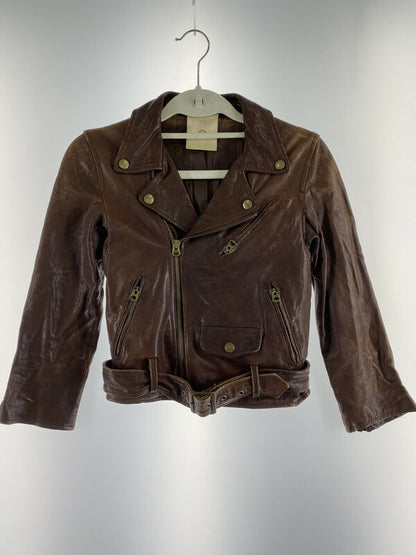 【中古品】【レディース】 LEATHER JACKET 1811402401 18年モデル ダブルライダースレザージャケット アウター 169-260509-yn-04-min サイズ：120 カラー：ブラウン 万代Net店