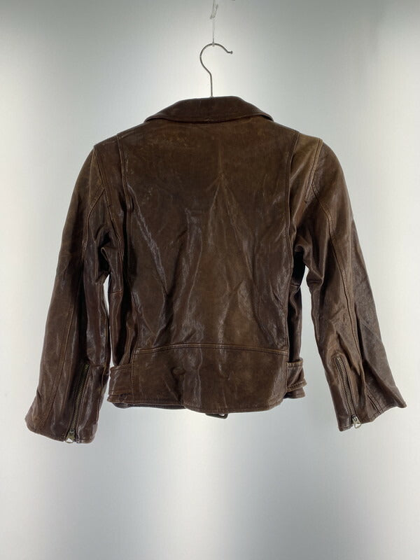 【中古品】【レディース】 LEATHER JACKET 1811402401 18年モデル ダブルライダースレザージャケット アウター 169-260509-yn-04-min サイズ：120 カラー：ブラウン 万代Net店