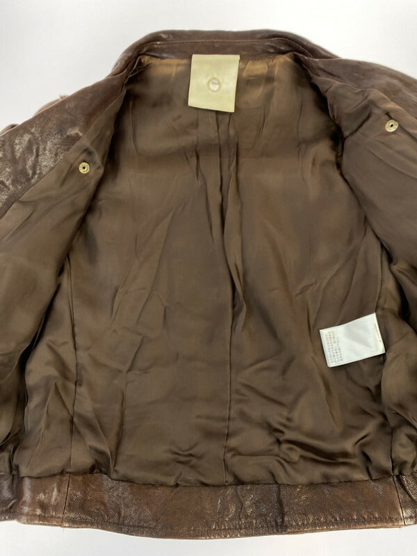 【中古品】【レディース】 LEATHER JACKET 1811402401 18年モデル ダブルライダースレザージャケット アウター 169-260509-yn-04-min サイズ：120 カラー：ブラウン 万代Net店