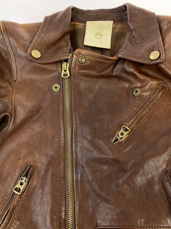 【中古品】【レディース】 LEATHER JACKET 1811402401 18年モデル ダブルライダースレザージャケット アウター 169-260509-yn-04-min サイズ：120 カラー：ブラウン 万代Net店
