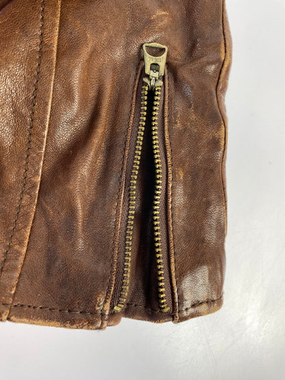 【中古品】【レディース】 LEATHER JACKET 1811402401 18年モデル ダブルライダースレザージャケット アウター 169-260509-yn-04-min サイズ：120 カラー：ブラウン 万代Net店