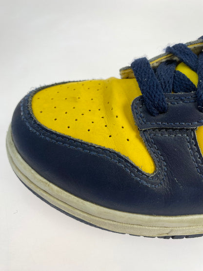 【中古品】【キッズ】 NIKE ナイキ DUNK LOW (PS) MICHIGAN CW1588-700 PSダンク ロー ミシガン (キッズ) 子供用スニーカー 靴 ローカット 173-241124-em-08-min サイズ：21.5cm カラー：イエロー/ネイビー 万代Net店