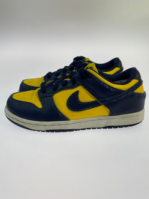 【中古品】【キッズ】 NIKE ナイキ DUNK LOW (PS) MICHIGAN CW1588-700 PSダンク ロー ミシガン (キッズ) 子供用スニーカー 靴 ローカット 173-241124-em-08-min サイズ：21.5cm カラー：イエロー/ネイビー 万代Net店