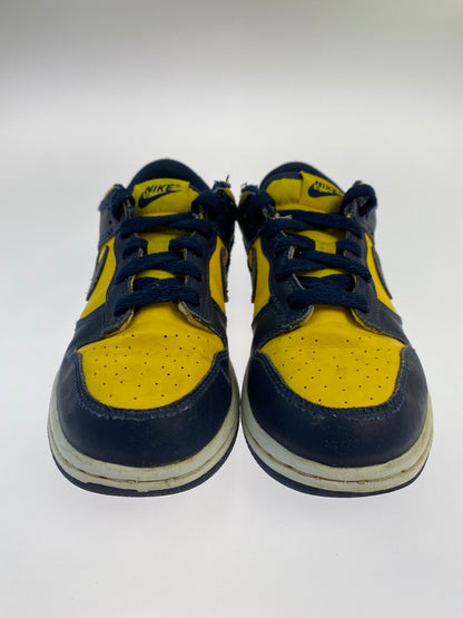 【中古品】【キッズ】 NIKE ナイキ DUNK LOW (PS) MICHIGAN CW1588-700 PSダンク ロー ミシガン (キッズ) 子供用スニーカー 靴 ローカット 173-241124-em-08-min サイズ：21.5cm カラー：イエロー/ネイビー 万代Net店