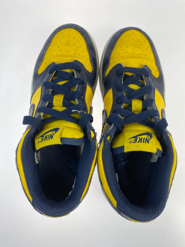 【中古品】【キッズ】 NIKE ナイキ DUNK LOW (PS) MICHIGAN CW1588-700 PSダンク ロー ミシガン (キッズ) 子供用スニーカー 靴 ローカット 173-241124-em-08-min サイズ：21.5cm カラー：イエロー/ネイビー 万代Net店