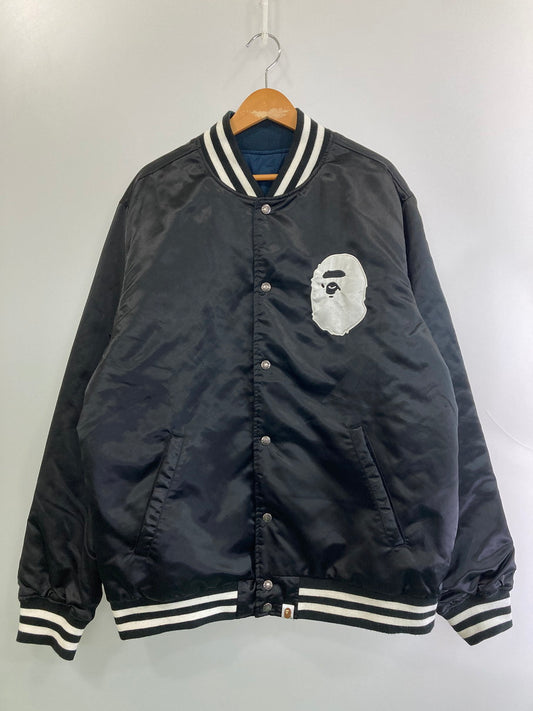 【中古品】【メンズ】 A BATHING APE アベイシングエイプ REVERSIBLE STADIUM JACKET 001GDI201001H リバーシブル スタジアム ジャケット スタジャン メンズ アウター 142-250901-em-22-min サイズ：2XL カラー：ブラック 万代Net店