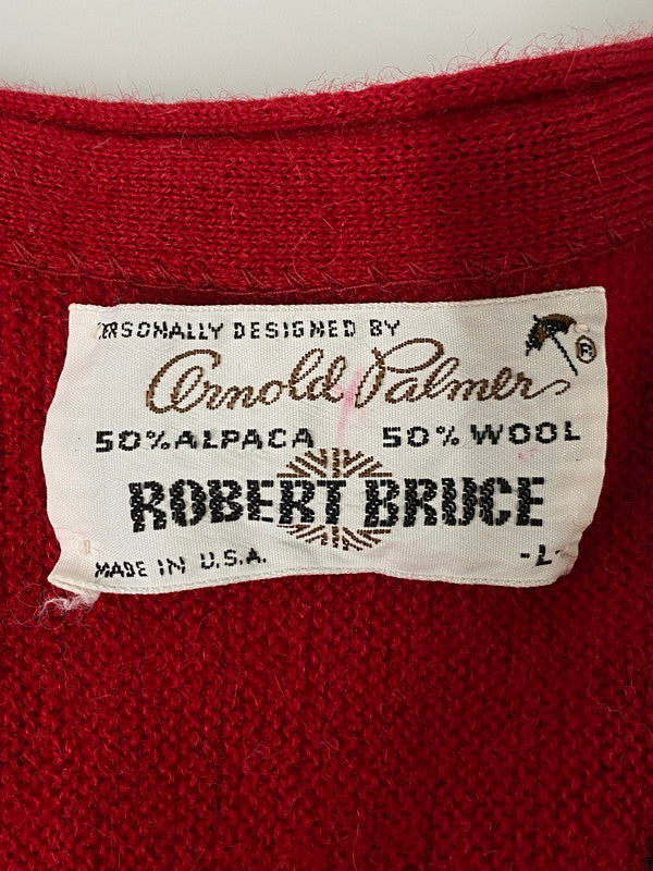 【中古品】【メンズ】 Arnold Palmer アーノルドパーマー ROBERT BRUCE 70S ALPACA WOOL CARDIGAN ロバートブルース アルパカウールカーディガン トップス 146-240302-ks-16-min サイズ：L カラー：レッド 万代Net店