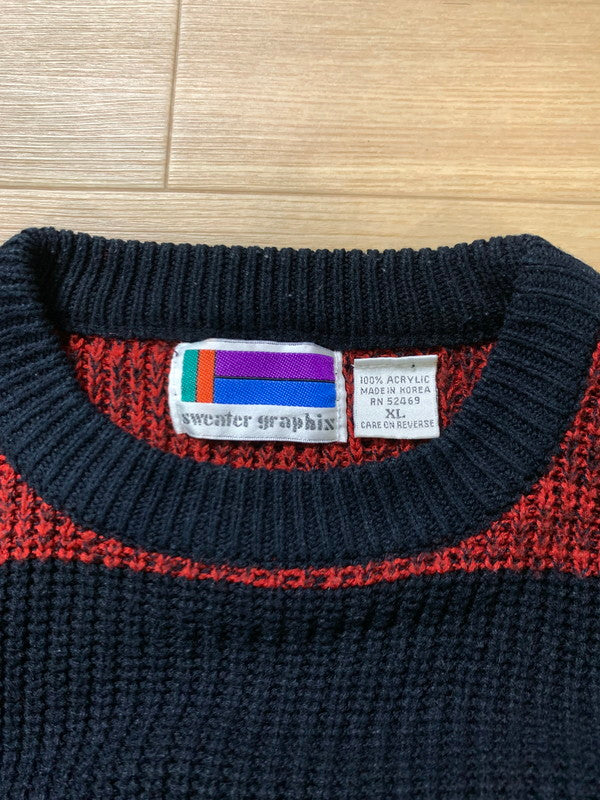 【中古品】【メンズ】  SWEATER GRAPHIX セーターグラフィックス 146-240225-cn-2-min サイズ：XL カラー：ブラック/レッド 万代Net店