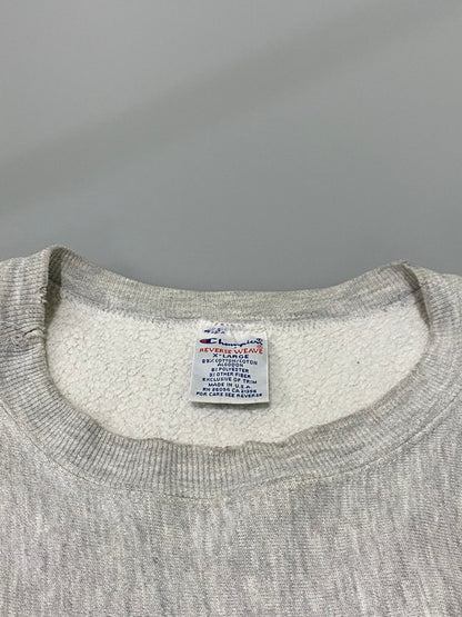 【現状渡し品】【メンズ】  CHAMPION-REVERSE WEAVE 刺繍タグ USA製 90S JOHNSON STATE COLLEGE LOGO SWEAT SHIRT チャンピオン リバースウィーブ スウェット トップス 146-240228-ks-03-min サイズ：XL カラー：グレー 万代Net店