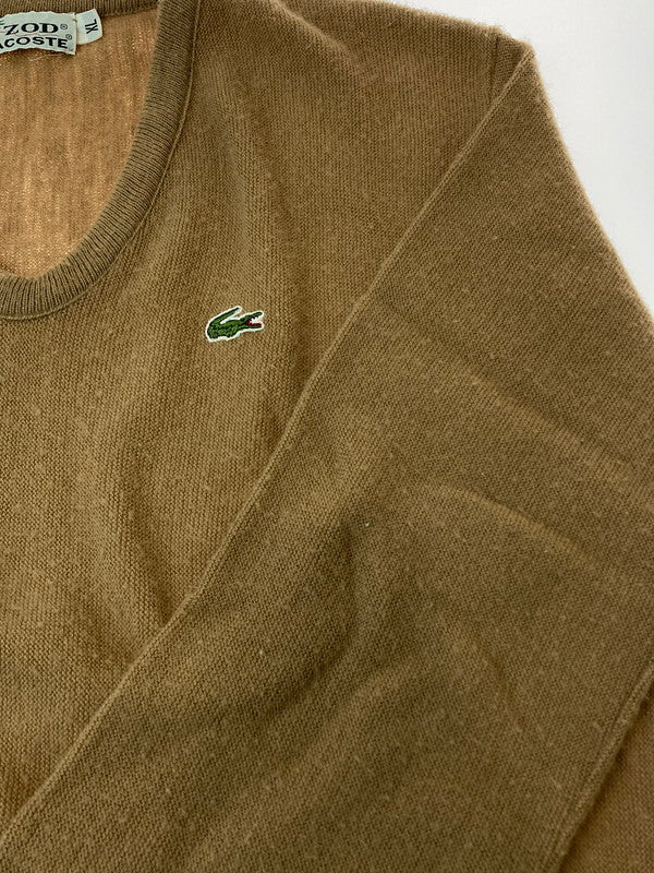 【中古品】【メンズ】 LACOSTE ラコステ IZOD LACOSTE V NECK SWEATER Vネックニットセーター トップス 146-240307-yn-08-min サイズ：XL カラー：ブラウン系 万代Net店