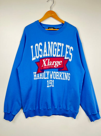 【中古品】【メンズ】 XLARGE エクストララージ RECORDS CREWNECK SWEATSHIRT 101231012003 レコーズ クルーネックスウェットシャツ トップス トレーナー 150-260830-kk-12-hon サイズ：L カラー：ブルー 万代Net店