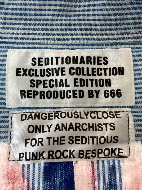 【中古品】【メンズ】  SEDITIONARIES BY 666 NARCHY SHIRT STS0009 セディショナリーズ アナーキーシャツ 長袖シャツ トップス 141-240313-yn-13-min サイズ：M カラー：ブルー系 万代Net店