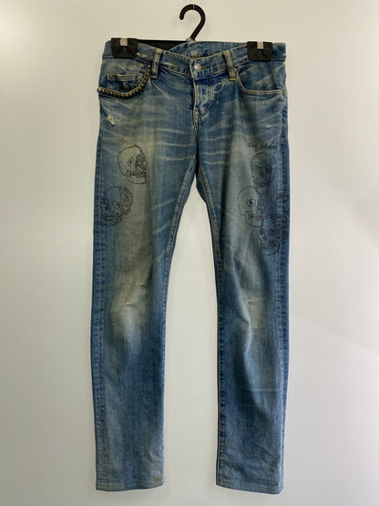 【中古品】【メンズ】 HYSTERIC GLAMOUR ヒステリックグラマー ANDY WARHOL DENIM PANTS スカルプリント スタッズデニムパンツ ボトムス 151-240315-yn-16-min カラー：インディゴ 万代Net店