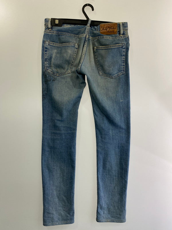 【中古品】【メンズ】 HYSTERIC GLAMOUR ヒステリックグラマー ANDY WARHOL DENIM PANTS スカルプリント スタッズデニムパンツ ボトムス 151-240315-yn-16-min カラー：インディゴ 万代Net店