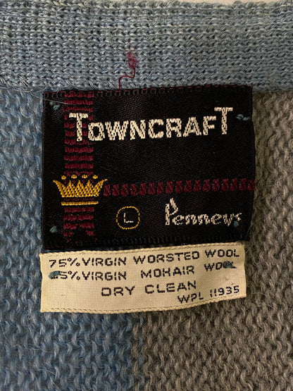 【中古品】【メンズ】 TOWNCRAFT タウンクラフト 60-70's WOOL MOHAIR KNIT CARDIGAN ウール モヘア ニットカーディガン トップス 146-240318-yn-09-min サイズ：L カラー：ライトブルー 万代Net店