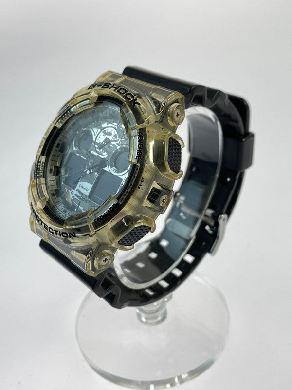 【中古品】【メンズ】 G-SHOCK ジーショック ”カモフラージュ スケルトンシリーズ”アナデジ クォーツ腕時計 GA-100SKC-1AJF 腕時計 時計 196-240321-jt-07-min カラー：シルバー/ブラック 万代Net店