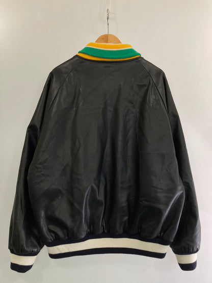 【中古品】【メンズ】 SASQUATCHfabrix. サスクワァッチファブリックス 22SS SYNTHTETIC LEATHER STADIUM JKT 22SS-JKL-006 シンセティック レザー スタジアムジャケット アウター 140-240314-yn-12-min サイズ：L カラー：ブラック 万代Net店