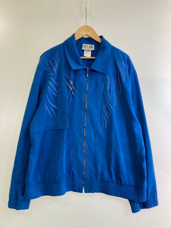 【中古品】【メンズ】 CITY GIRL SPORT ZIP UP DESIGN SHIRT シティガール スポーツ ジップアップ デザインシャツ トップス 146-240323-yn-12-min サイズ：18 カラー：ブルー 万代Net店