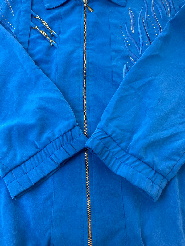 【中古品】【メンズ】 CITY GIRL SPORT ZIP UP DESIGN SHIRT シティガール スポーツ ジップアップ デザインシャツ トップス 146-240323-yn-12-min サイズ：18 カラー：ブルー 万代Net店