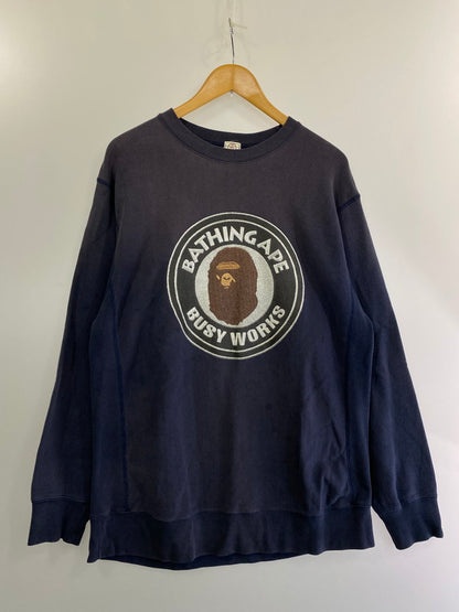 【現状渡し品】【メンズ】 A BATHING APE アベイシングエイプ APE SHALL NEVER KILL APEタグ SWEATSHIRT スウェット トップス 142-240316-ks-31-min サイズ：L カラー：ブルー系 万代Net店