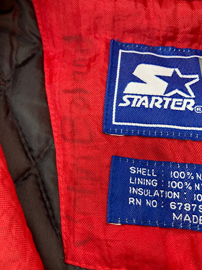 【中古品】【メンズ】 STARTER CHICAGO BULLS NYLON ANORAK JACKET スターター シカゴ ブルズ アノラック ジャケット アウター 146-240401-jt-08-min サイズ：L カラー：レッド 万代Net店