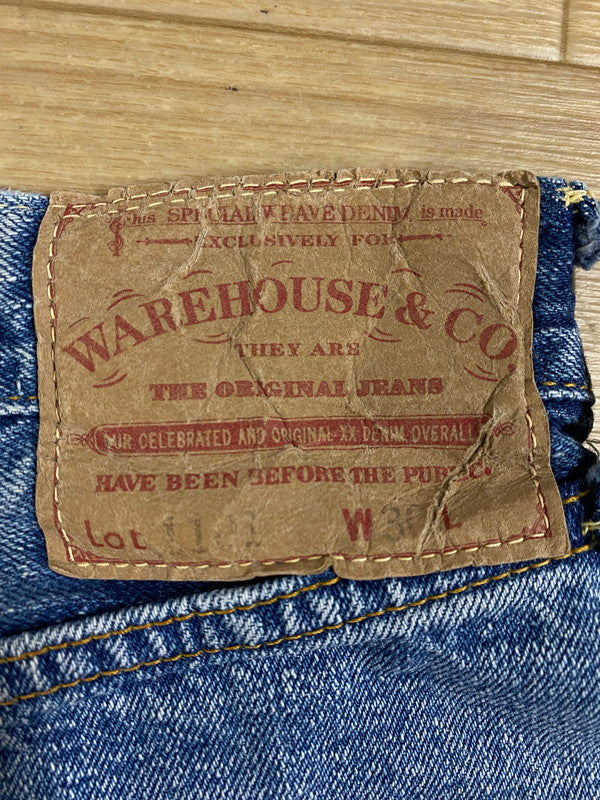 【中古品】【メンズ】 WAREHOUSE ウエアハウス DENIM PANTS LOT.1101 ボタンフライ デニムパンツ ボトムス  156-240514-yn-06-min サイズ：30 カラー：ライトインディゴ 万代Net店