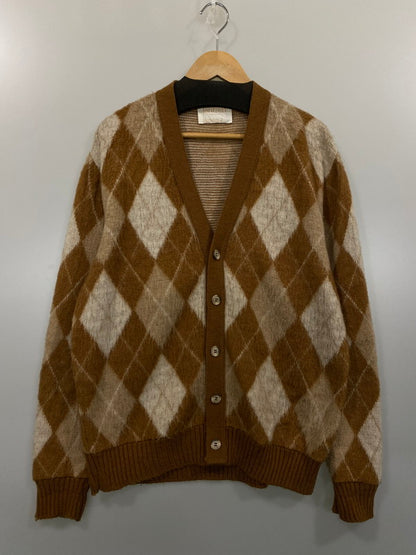 【中古品】【メンズ】  JANTZEN 70's ARGYLE MOHAIR CARDIGAN ジャンセン アーガイル モヘアカーディガン トップス 146-240318-yn-10-min サイズ：L カラー：ブラウン系 万代Net店