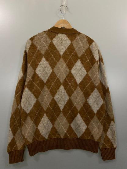 【中古品】【メンズ】  JANTZEN 70's ARGYLE MOHAIR CARDIGAN ジャンセン アーガイル モヘアカーディガン トップス 146-240318-yn-10-min サイズ：L カラー：ブラウン系 万代Net店