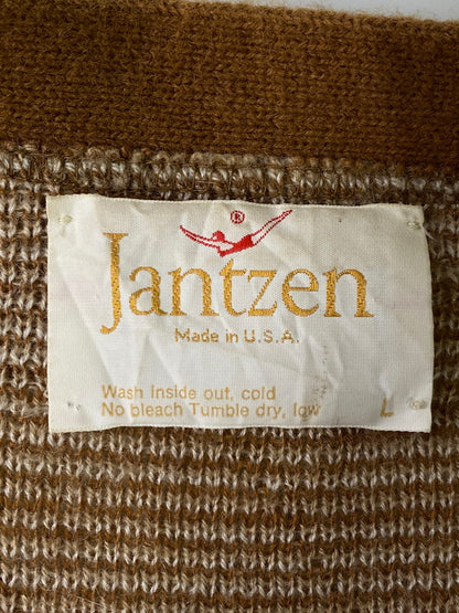 【中古品】【メンズ】  JANTZEN 70's ARGYLE MOHAIR CARDIGAN ジャンセン アーガイル モヘアカーディガン トップス 146-240318-yn-10-min サイズ：L カラー：ブラウン系 万代Net店