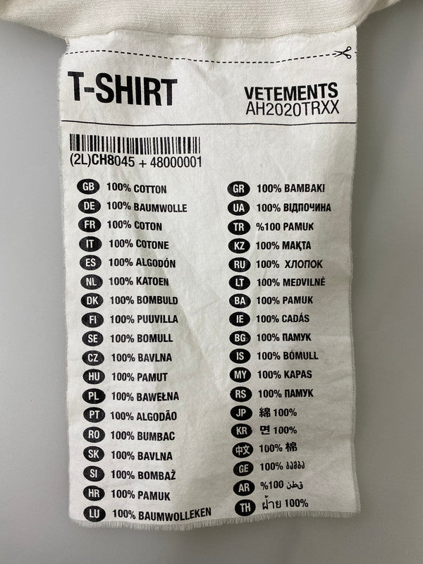 【中古品】【メンズ】  VETEMENTS ヴェトモン UAH20TR611 19AW OVERSIZED LOGO T-SHIRT オーバーサイズロゴTシャツ トップス 141-240316-jt-05-min サイズ：XS カラー：ホワイト 万代Net店