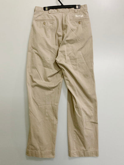 【現状渡し品】【レディース】 Polo by Ralph Lauren ポロバイラルフローレン 紺タグ 90S 2-TUCK CHINO TROUSERS タック チノパンツ ボトムス 171-240813-me-29-min サイズ：35×30 カラー：ベージュ 万代Net店