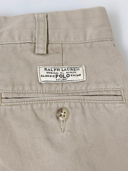 【現状渡し品】【レディース】 Polo by Ralph Lauren ポロバイラルフローレン 紺タグ 90S 2-TUCK CHINO TROUSERS タック チノパンツ ボトムス 171-240813-me-29-min サイズ：35×30 カラー：ベージュ 万代Net店