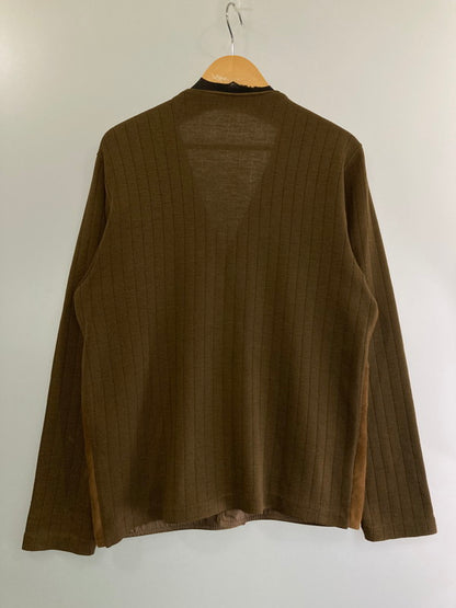 【中古品】【メンズ】  USED CARDIGAN ユーズド 80-90S ヌバック切替ウールカーディガン トップス 146-240319-yn-04-min カラー：ブラウン 万代Net店