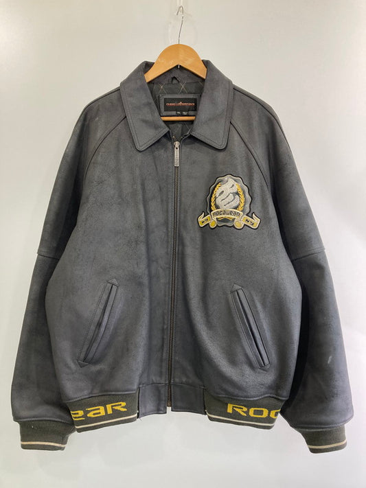 【中古品】【メンズ】 ROCAWEAR ロカウェア 90’s LEATHER JCKET レザージャケット アウター 146-240412-yn-03-min サイズ：XXXL カラー：グレー 万代Net店