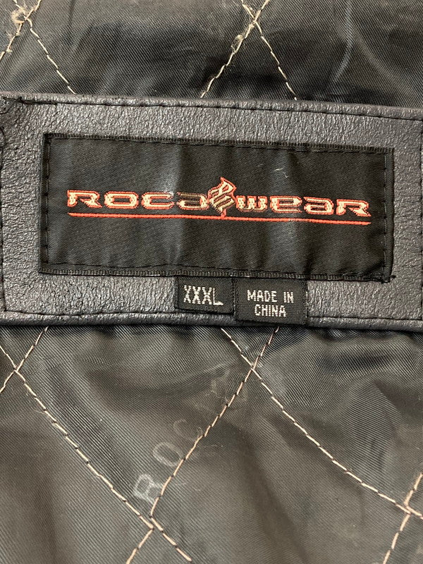 【中古品】【メンズ】 ROCAWEAR ロカウェア 90’s LEATHER JCKET レザージャケット アウター 146-240412-yn-03-min サイズ：XXXL カラー：グレー 万代Net店