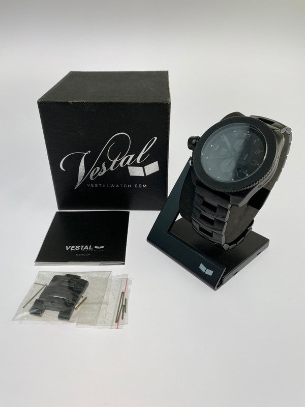 【中古品】【メンズ】  VESTAL RESTRICTOR ベスタル クロノグラフ クォーツ腕時計 198-240415-yn-10-min カラー：ブラック 万代Net店