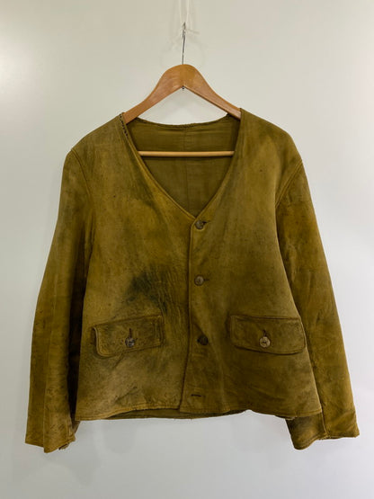 【現状渡し品】【メンズ】  VINTAGE 30's NUBUCK LEATHER JACKET ヴィンテージ カラーレスエンジニアタイプヌバックレザージャケット ライトアウター 146-240411-yn-15-min カラー：カーキ 万代Net店