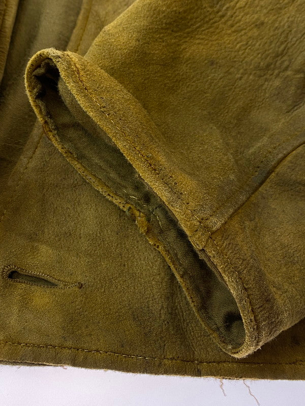 【現状渡し品】【メンズ】  VINTAGE 30's NUBUCK LEATHER JACKET ヴィンテージ カラーレスエンジニアタイプヌバックレザージャケット ライトアウター 146-240411-yn-15-min カラー：カーキ 万代Net店