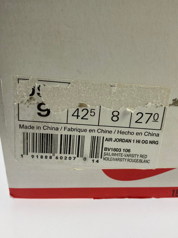 【中古品】【メンズ】  NIKE ナイキ BV1803 106 AIR JORDAN 1 HI OG NRG SNEAKER エアジョーダン ハイ スニーカー シューズ 靴 160-240329-AB-3-min サイズ：27cm カラー：SAIL/WHITE-VARSITY RED 万代Net店