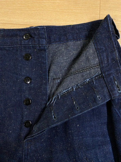 【中古品】【メンズ】  TCB JEANS SEAMENS TROUSERS USN DECK PANTS TCBジーンズ  デッキパンツ ボタンフライ ボトムス 156-240514-yn-03-min カラー：インディゴ 万代Net店