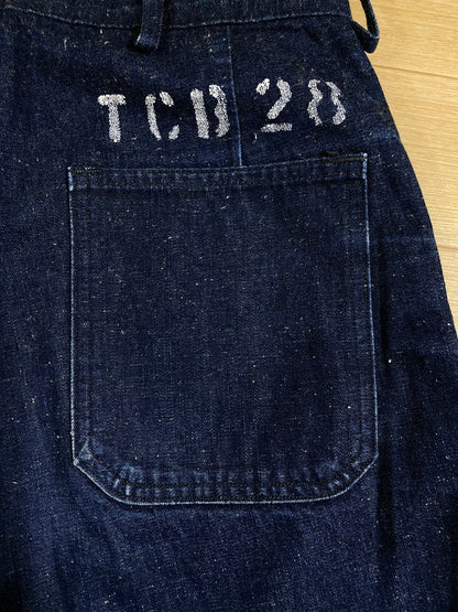 【中古品】【メンズ】  TCB JEANS SEAMENS TROUSERS USN DECK PANTS TCBジーンズ  デッキパンツ ボタンフライ ボトムス 156-240514-yn-03-min カラー：インディゴ 万代Net店