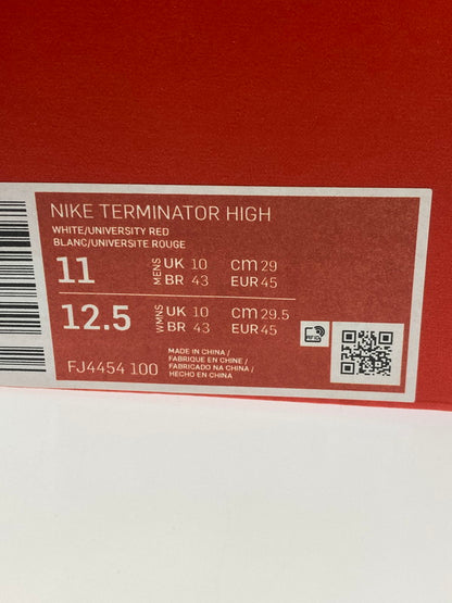 【中古美品】【メンズ】 NIKE ナイキ TERMINATOR HIGH FJ4454-100 ターミネーター ハイ スニーカー靴 160-250424-jt-02-min サイズ：US 11 28.0cm カラー：WHITE/UNIVERSITY RED 万代Net店