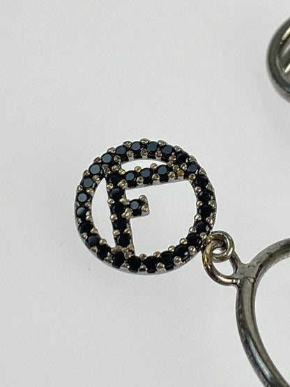 【LIFTる。景品】【中古品】【レディース】 FENDI フェンディ ロゴ ラインストーン 2連 リング 指輪 アクセサリー 182-240406-me-14-min サイズ：サイズM カラー：シルバー 13号 万代Net店