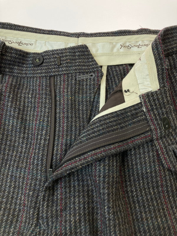 【中古品】【メンズ】 YVES SAINT LAURENT イヴ・サンローラン 90S 2-TUCK WOOL TROUSERS ボトムス ウールパンツ 152-240702-as-7-min サイズ：30 カラー：ブラウン系 万代Net店