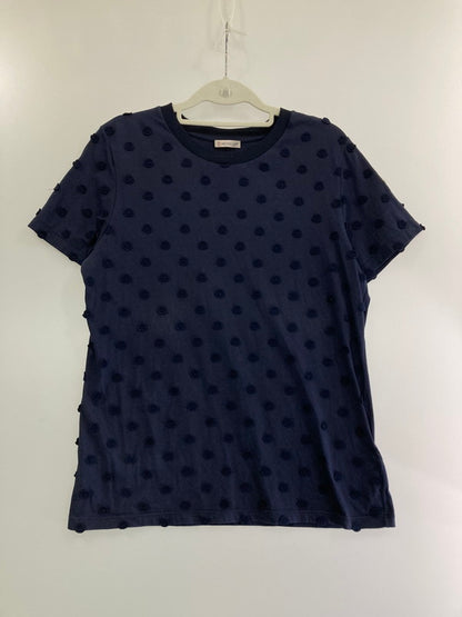 【中古品】【レディース】 MONCLER モンクレール POLKA DOT PATCH TEE F10938C72300 V8115 ドット パッチ 半袖Ｔシャツ トップス 170-240520-yn-01-min サイズ：M カラー：ネイビー 万代Net店